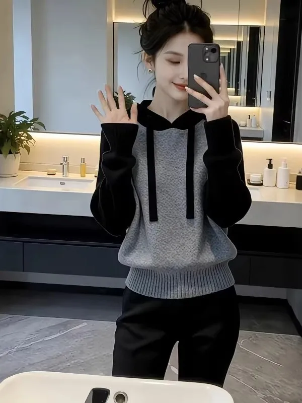 

ay Hooded Sweater Women's plus Size Spring New Sle Slimming Base irt Inner Wear Comfortable Korean Sle Long Sve