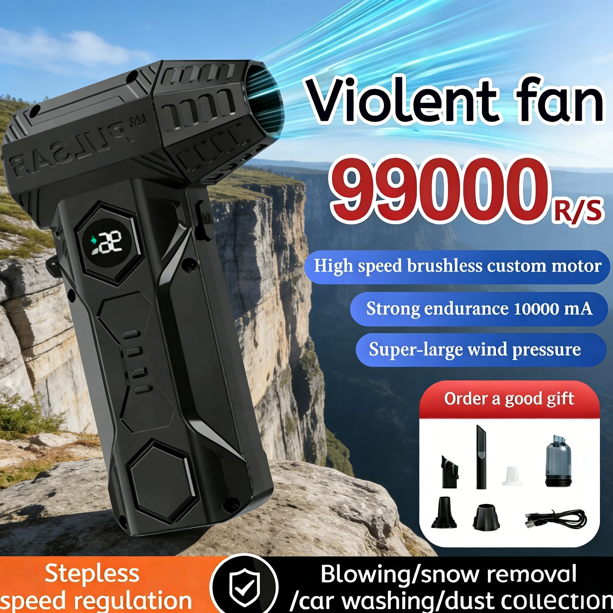 

Автомобильный пылесос и воздуходувка X11 2-в-1, бесщеточный двигатель 990000 об/мин, портативный турбопылесос 10000 мАч для автомобиля, дома и офиса