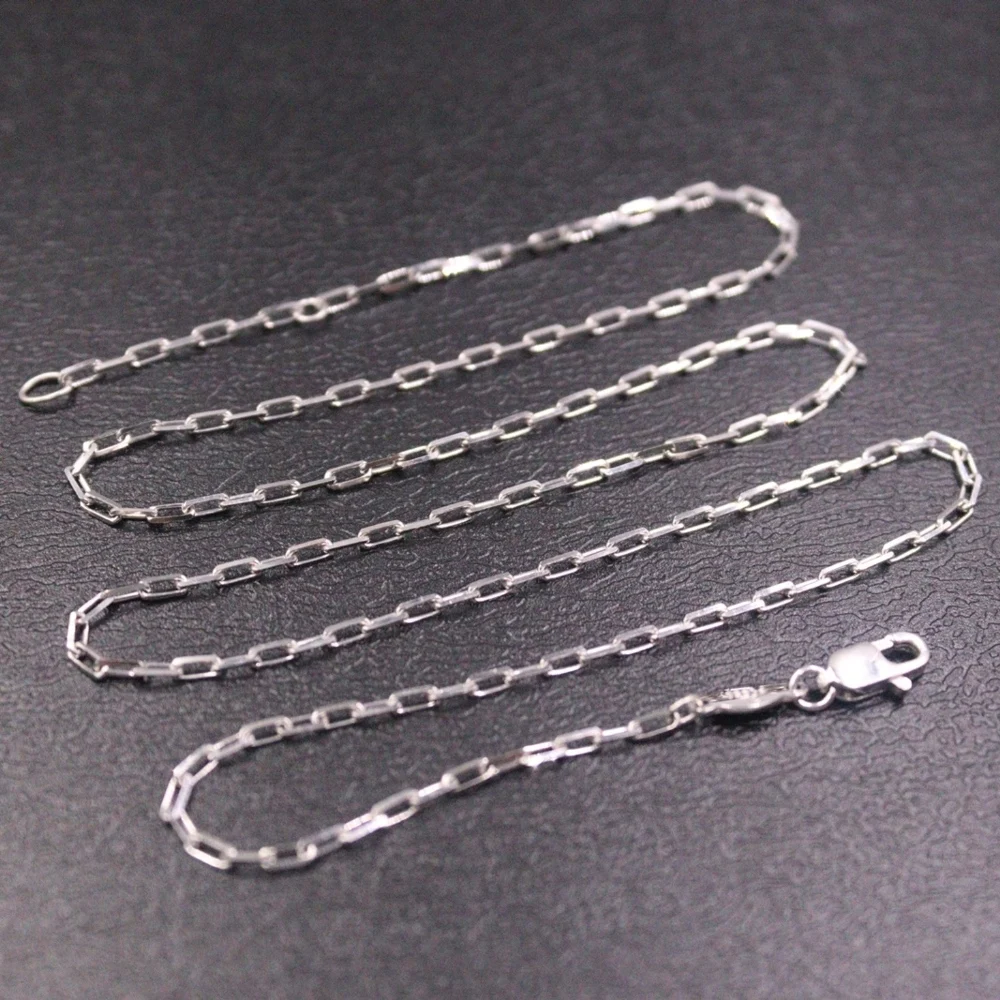 Real Pure Platinum 950 Chain Women Lucky 1.6mm Square Rolo Cable O Link Necklace 4.64g/48cm