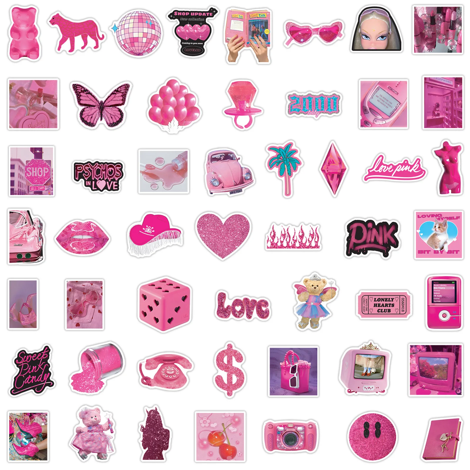 10/30/50PCS Ins Style Barbie Powder Cartoon Decals Toys DIY Suitcase Skateboard Phone Luggage Bike Stickers Gift