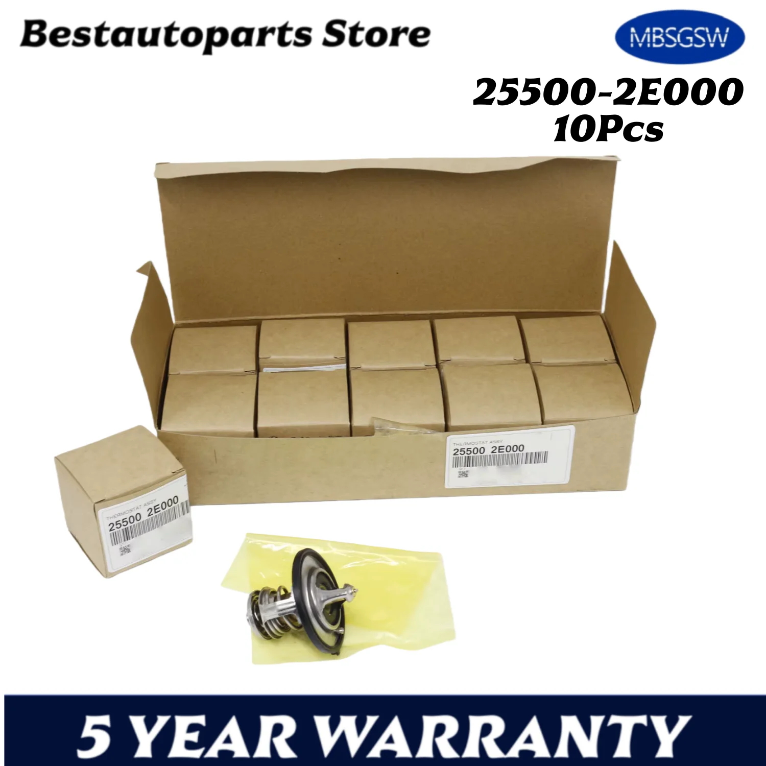 

10Pcs Car Engine Coolant Thermostat 255002E000 for HYUNDAI ELANTRA GENESIS TUCSON for for KIA FORTE FORTE5 SOUL