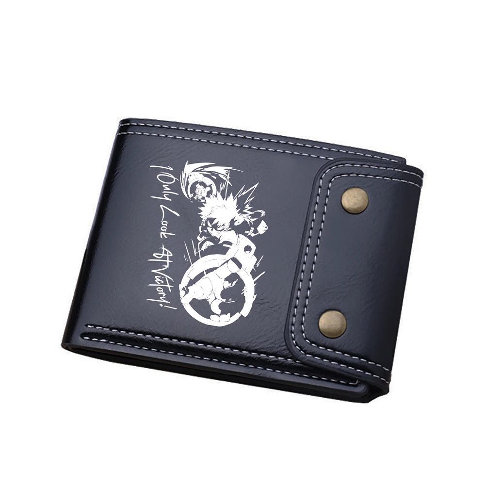 Anime My Hero Academia Short Wallets Bakugou Katsuki ID Card Holders Pu Leather Coins Purses Cartoon Money Bags Boys Clutch