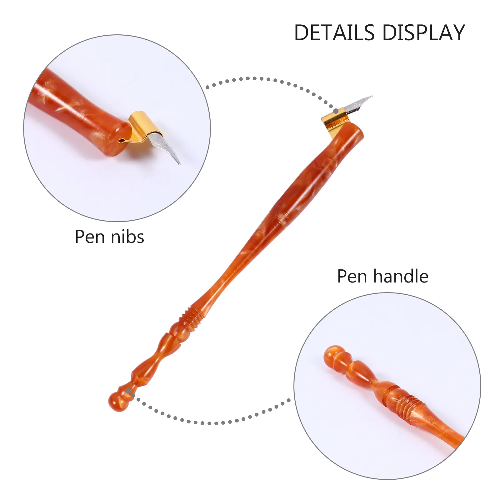 

1Set Dip Pen Calligraphy Pen Set Vintage Style 6 Replaceable Nibs Smooth Writing Wear-Resistant Gift Kit