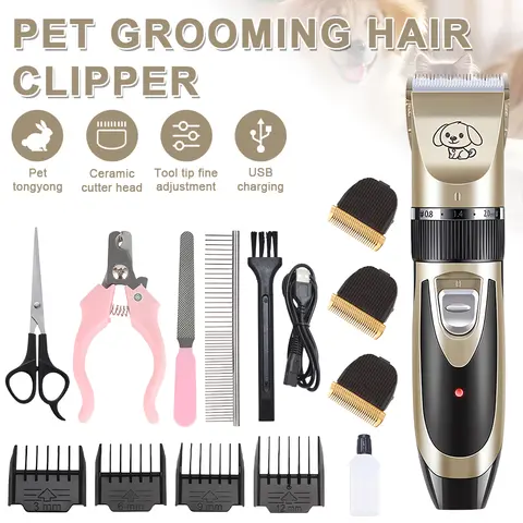 Pet Clipper Grooming Kit Rechargeable Pet Hair Trimmer Shaver Haircut Set For Cat Dog Hair Cutting Remover Machine Professional
