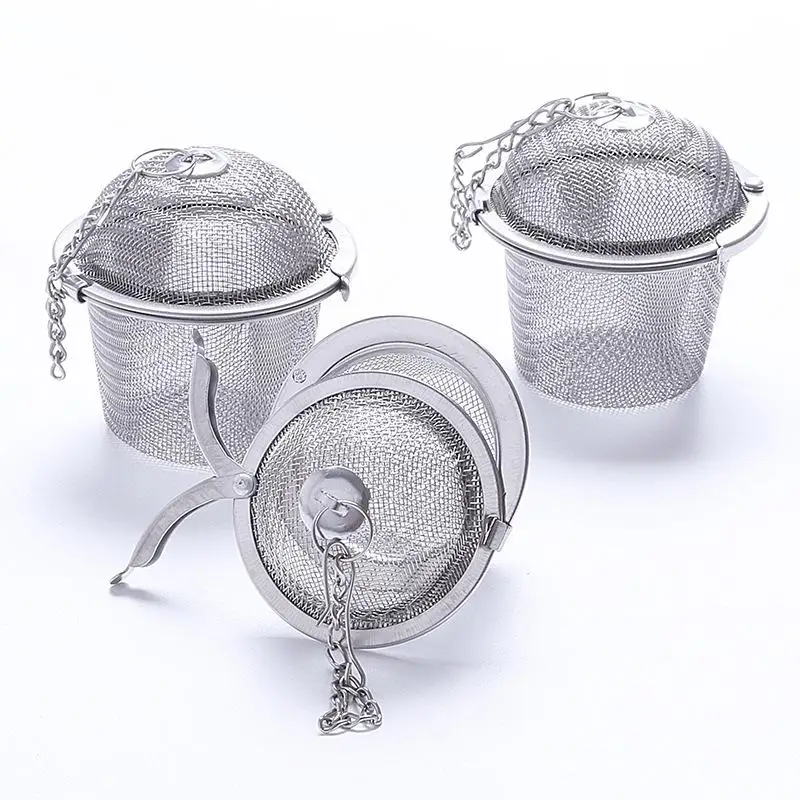 Tea Spice Strainer Seasoning Ball Mesh Herbal Ball Stainless Steel Teakettle Locking Tea Filter