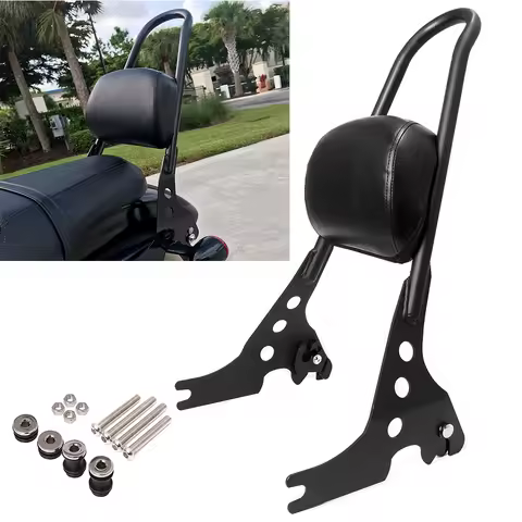 Black Motorcycle Detachable Passenger Sissy Bar Backrest Pad Cushion For Harley Sportster Iron 1200 883 XL Forty Eight 2004-2022