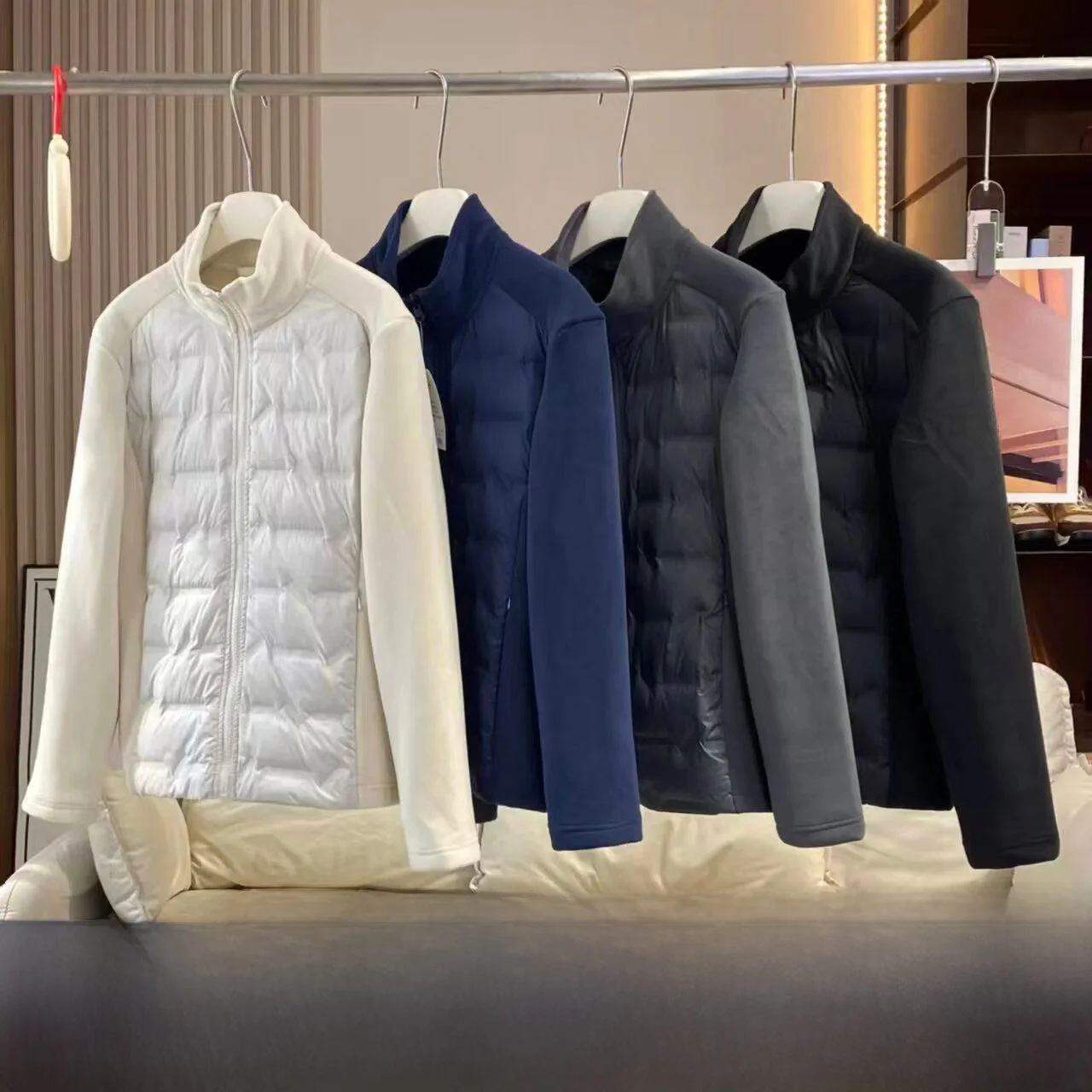 

Outdoor Lightweight Couple down Jaet Men's Casual Sle Zipper Closure Polyester Fabric Warm Stand Collar Vest ket