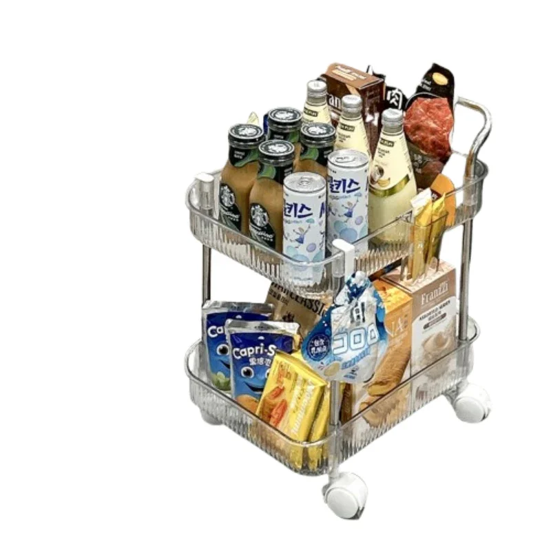 Acrylic Storage Rack Salon Trolley Move Multi-function Living Room Kitchen Salon Trolley Transparent Belt Wheel Carro Furniture