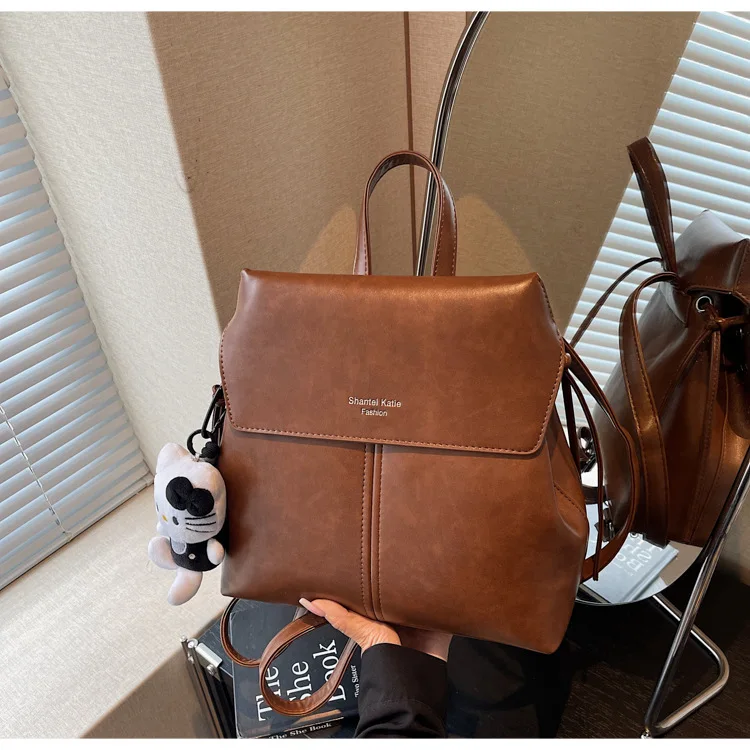 Large capacity women's simple backpack bag casual Korean version trendy versatile work commuter backpack