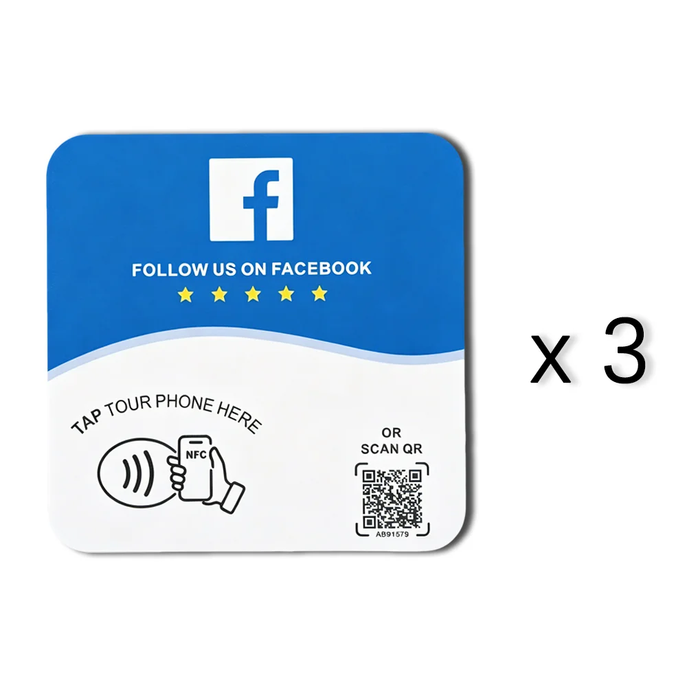 HACHANLUN programmeerbare NFC 215-vierkant voor Google Review Card NFC Station Table 13,56 MHz QR-code bewerkbare staande kaart