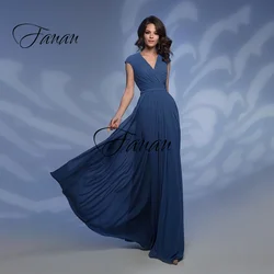 Simple V-Neck A-Line Mother Of The Bride Dress Elegant Women Chiffon Party Wedding Guest  robe  soirée  mariage