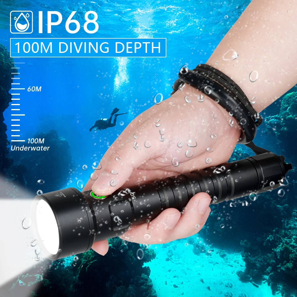 New Sofirn Diving Light SD09L SST40 LED Flashlight 6800lm 21700 USB Rechargeable Underwater Waterproof Torch