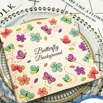 أنواع ملونة مطبوعة لأنسجة الوجه ، منشفة الفم القابلة للطي ، لب الخشب الخالص ، نماذج الفراشة ، المطعم ، 20 قطعة منديل