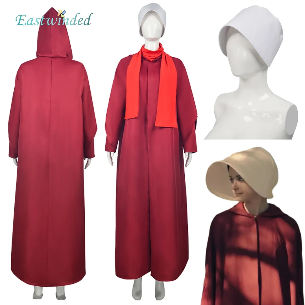 

TV Handmaid Tale Offred Cosplay Red Costume Suit Hat Dress Cloak Scarf Women Roleplay Outfit Hallowma Carnival Party Suit