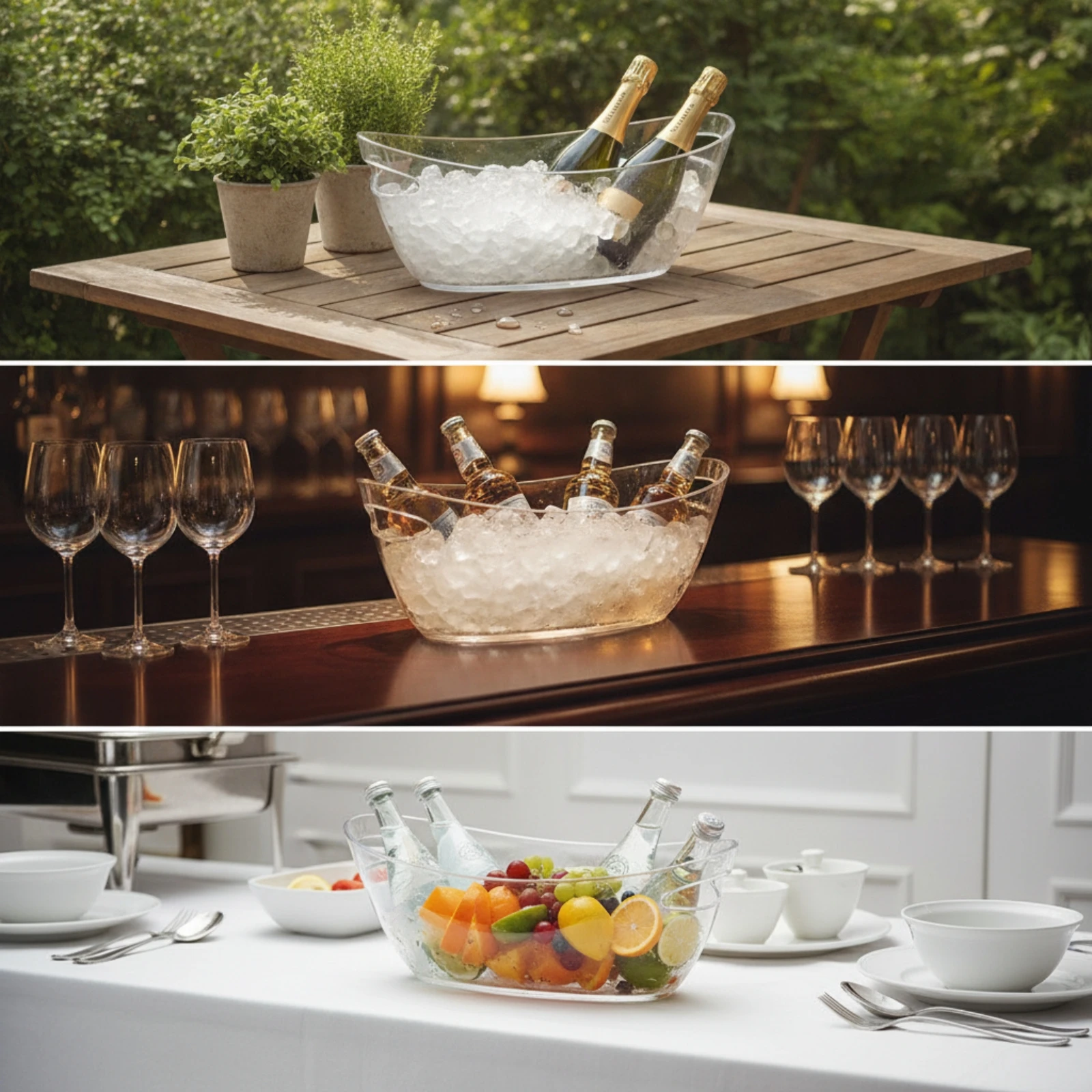 Boat-Shaped Ice Container Large Capacity Wine Cooler Container Beverage Tub Sturdy Shatterproof for Hosts, Parties, Home Bar