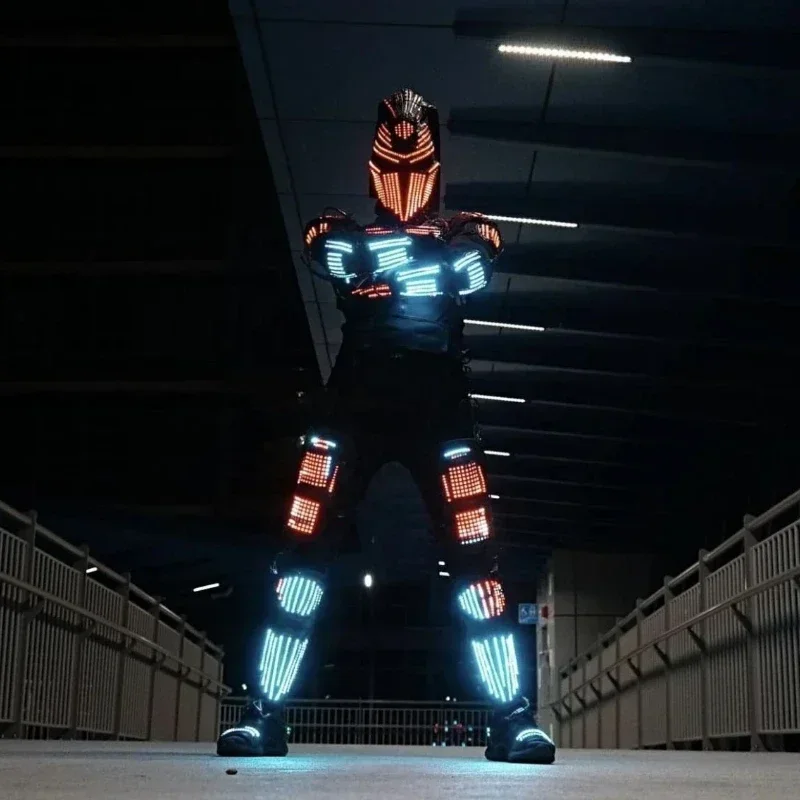 LED Stilt Walker Robot Light Glow Jacket Stage Dance Costume Party Nightclub Men Suit  Full Color Programmable LED Clothing