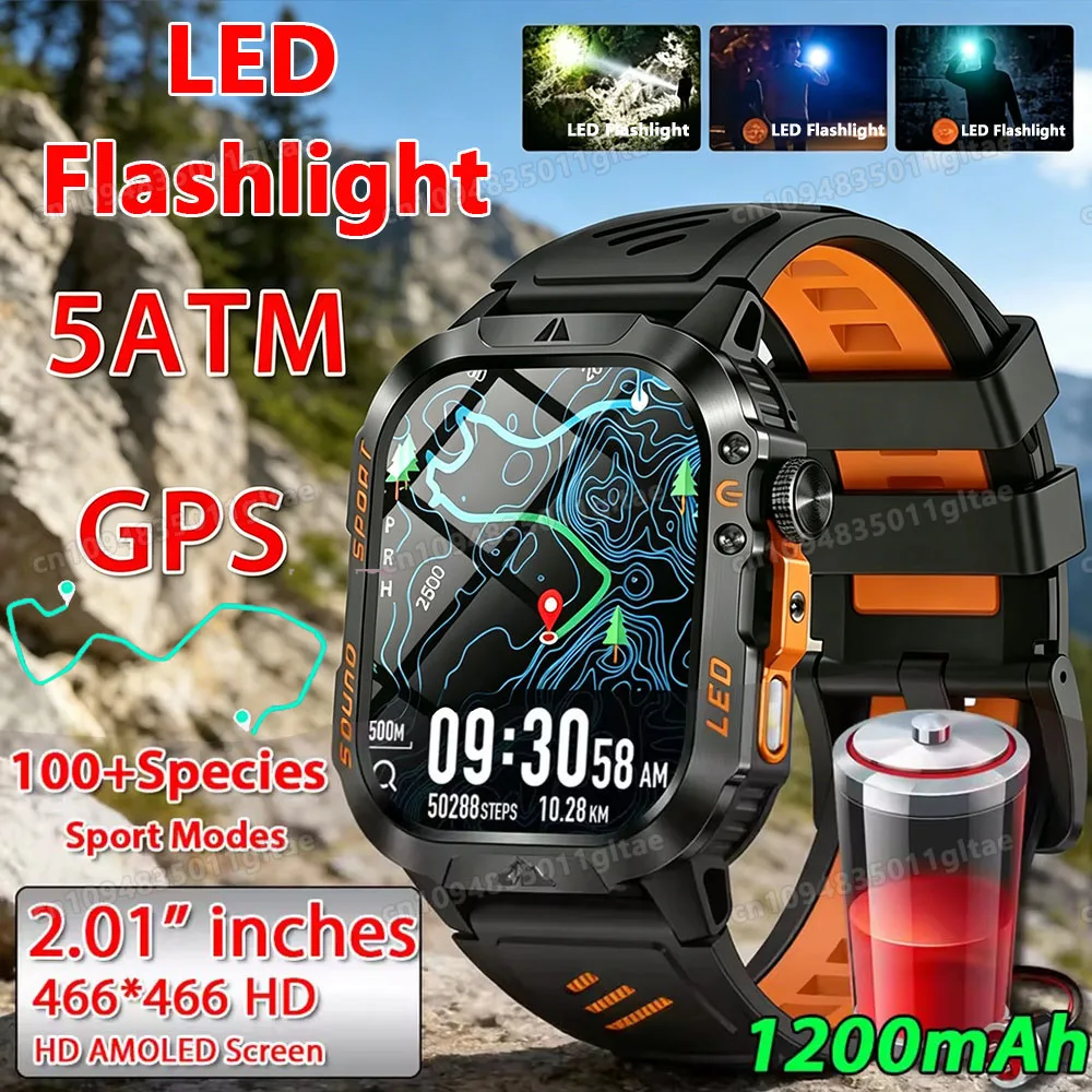 2026 New Military Smart Watch Men IP67 3ATM Waterproof Outdo