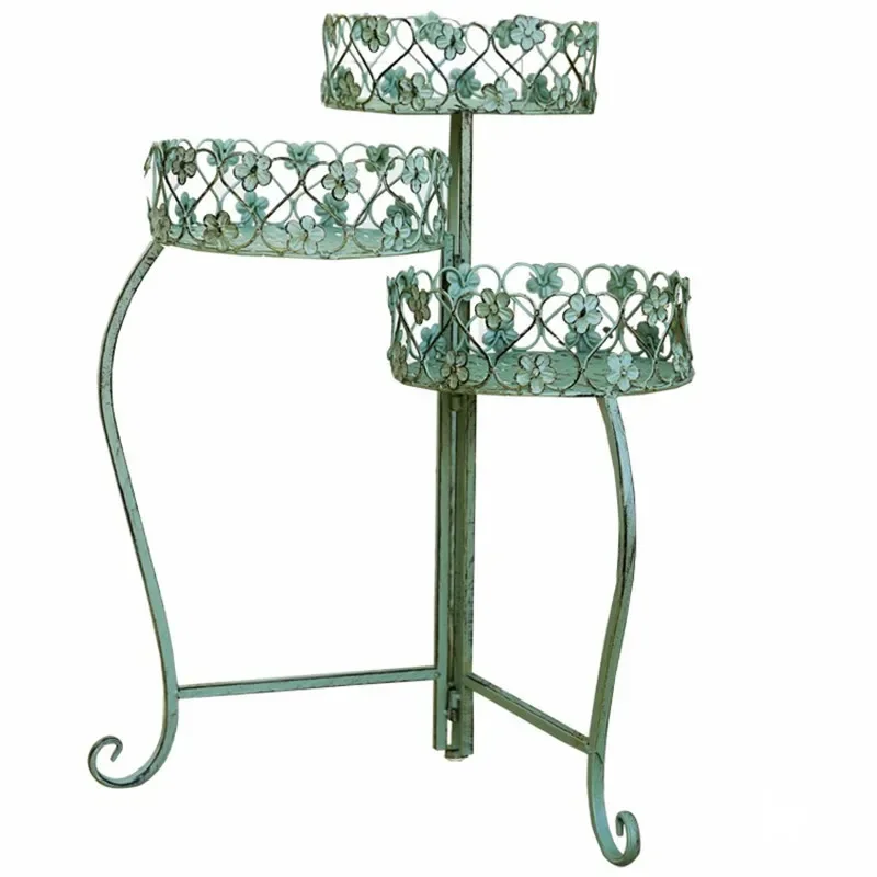 

iron three basket folding, cute flower stand, flower pot stand, shelf, floor-to-ceiling outdoor courtyard, garden display