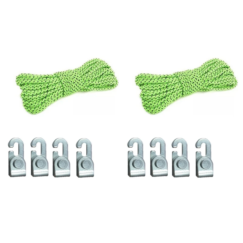 Automatic Lock Hook Self-Locking Free Knot Easy Tighten Rope Kit For Camping Tent Accessories 8Pcs Hooks With 5M Rope