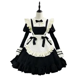 S -5XL Black Cute Lolita Maid Dress Cosplay Costume Girl Maid Dress Trending Suit for Maid Halloween Maid Party Costume