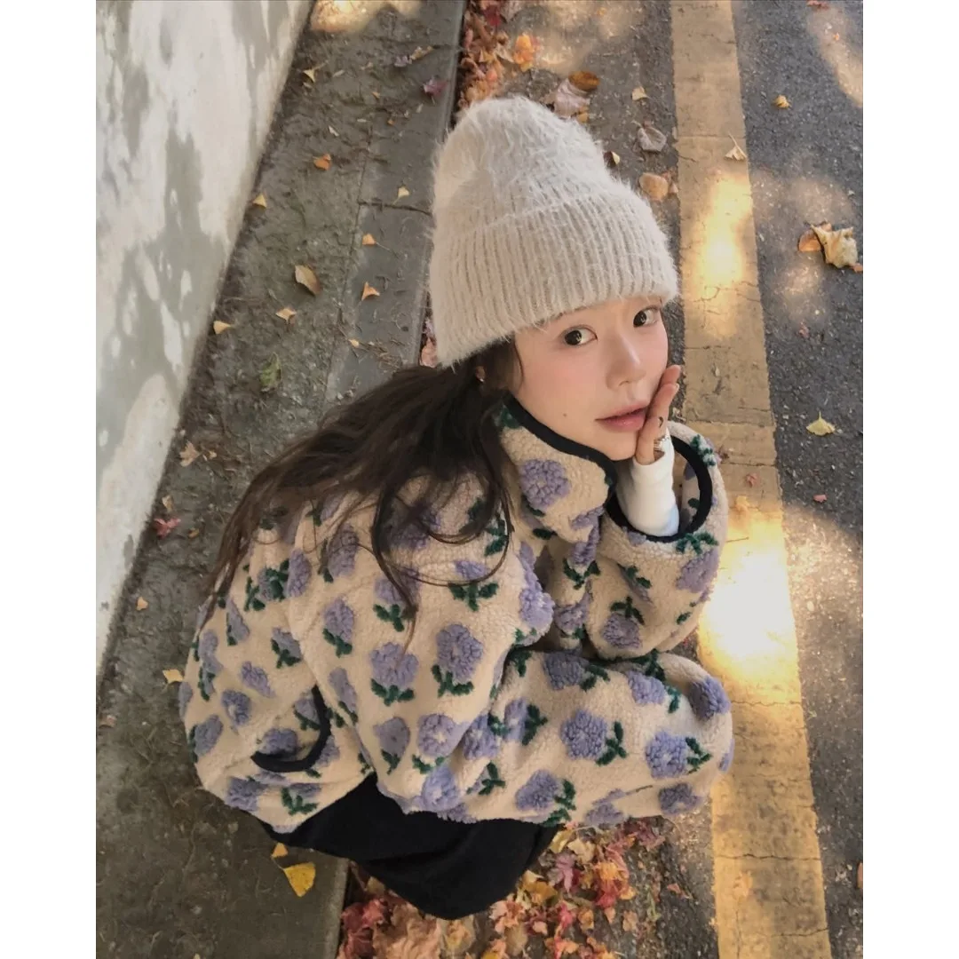 Piel de cordero Jaet mujer Sle cálido Aosphere invierno Faion 3D flor lindo coreano largo Sve ropa interior primavera otoño