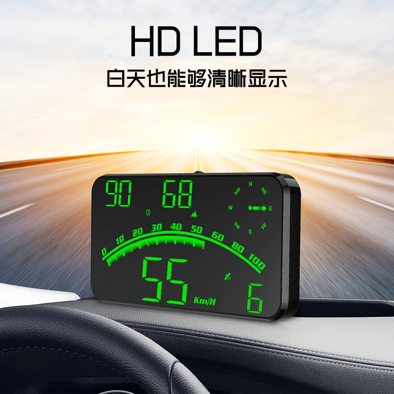 G10 Green GPS Car HUD Head Up Display Multi-function Speed Meter Fatigue Driving Overspeed Alarm GPS Speedometer