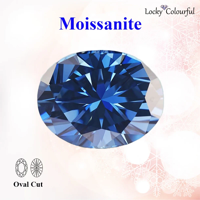 

Moissanite Oval Cut Wholesale Sapphire Blue Color Pass Diamond Test Charms for DIY Jewelry Bracelet Making with GRA Certificate