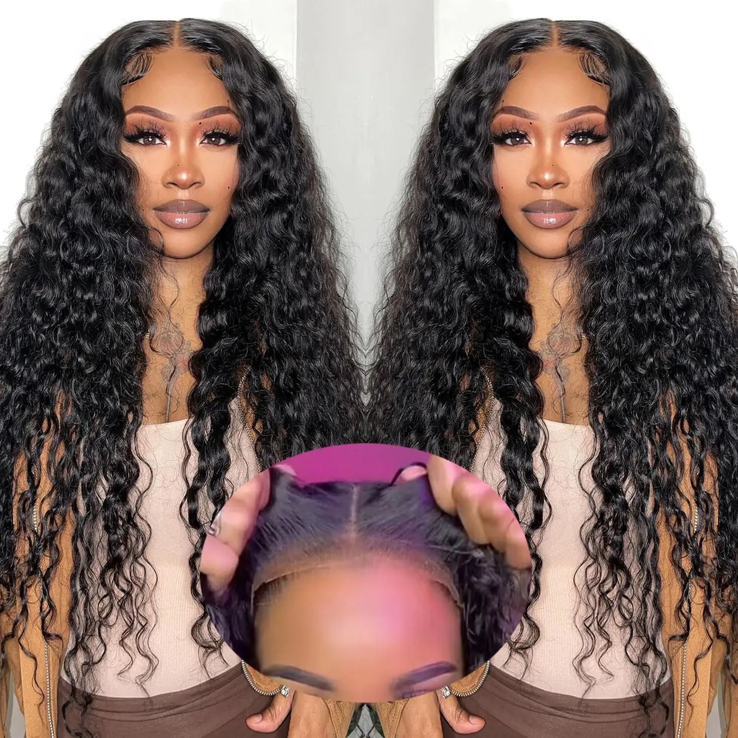 Brazilian 30 34inch Deep Wave HD Transparent Lace Front Human Hair Wig 6x4 Glueless Closure Wigs Curly Preplucked For Women