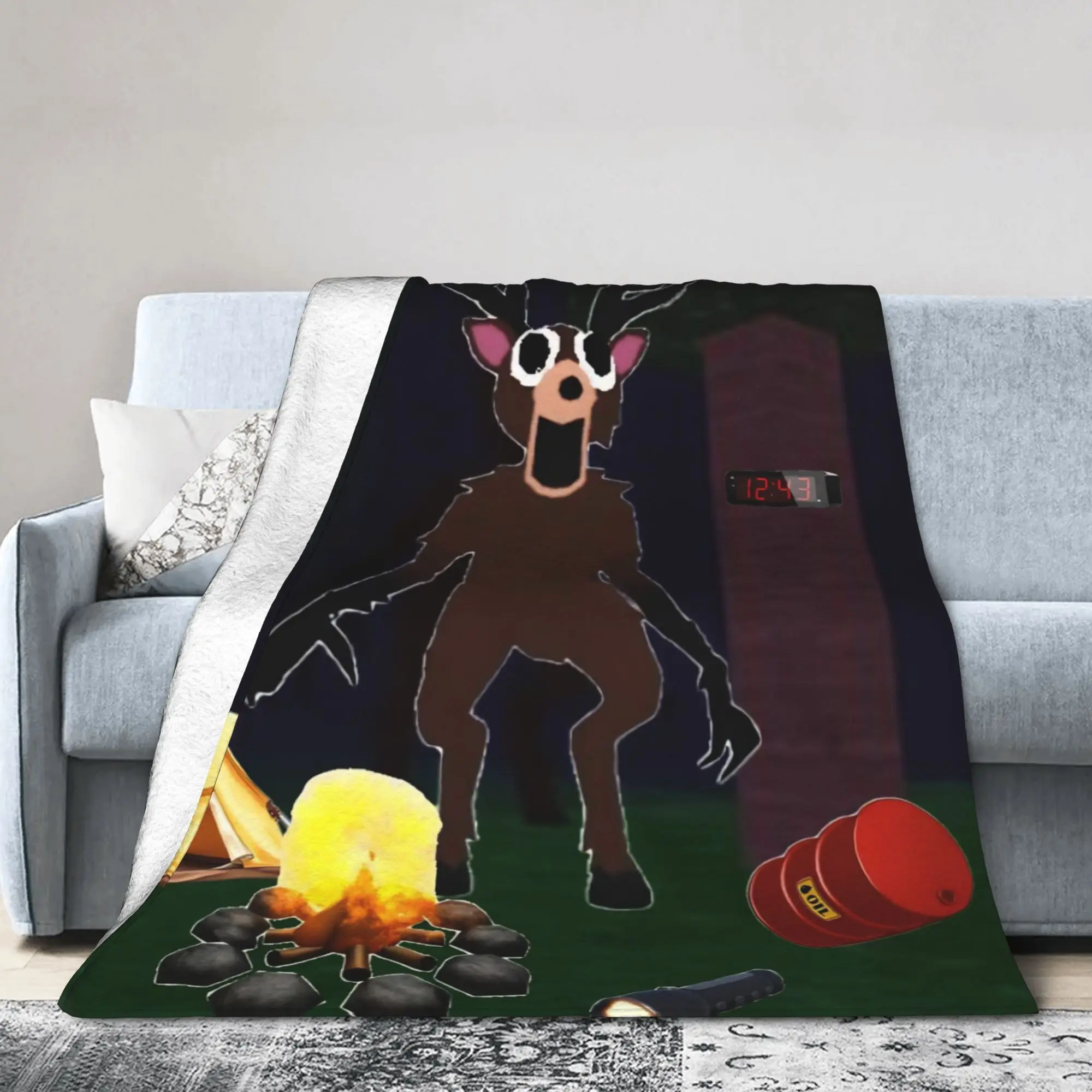 

99 Nights in the Forest The Deer Knitted Blankets Flannel Horror Game Super Soft Throw Blanket for Bedspreads Quilt Portable