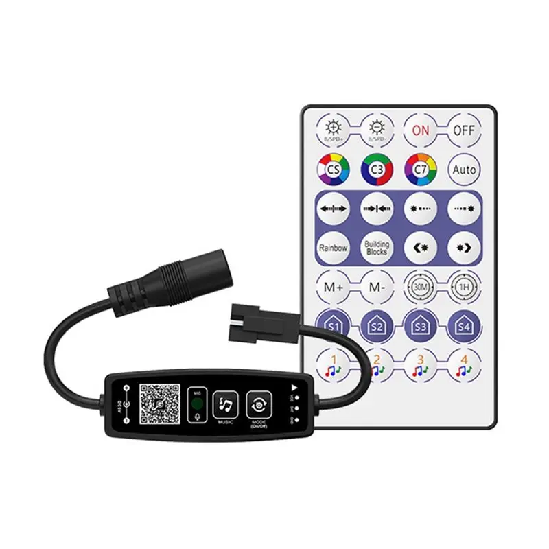 【SURPISE】2X WS2811 WS2812B LED Controller Bluetooth Music 28Keys Remote For Individual Addressable RGB Strip Light DC12V-24V