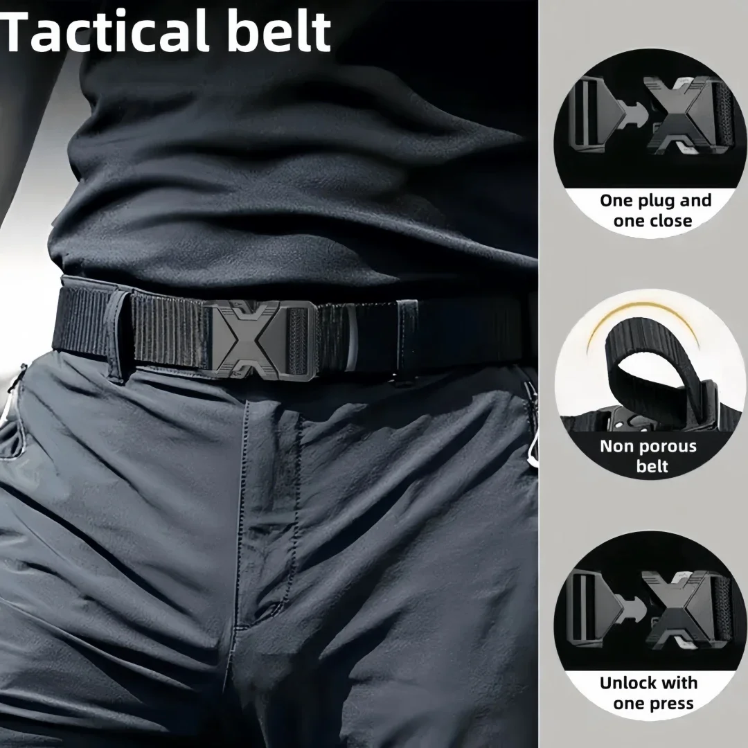 The New Men's 125cm Buckle Belt Nylon Braided Lightweight Breathable Daily Commuter Men's Belt