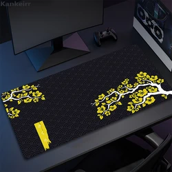 Sakura Mouse Pad Gamer Mousepads Yellow Cherry Blossom Mousepad Flower XXL Mouse Mat Large Keyboard Mat Desk Pads For Computer