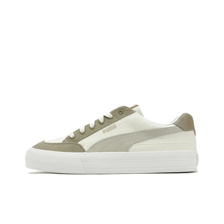 PUMA COURT CLASSIC VULC FS Abrasion Resistant Low top Skateboard Shoes Unisex White Gray Brown 396353-30