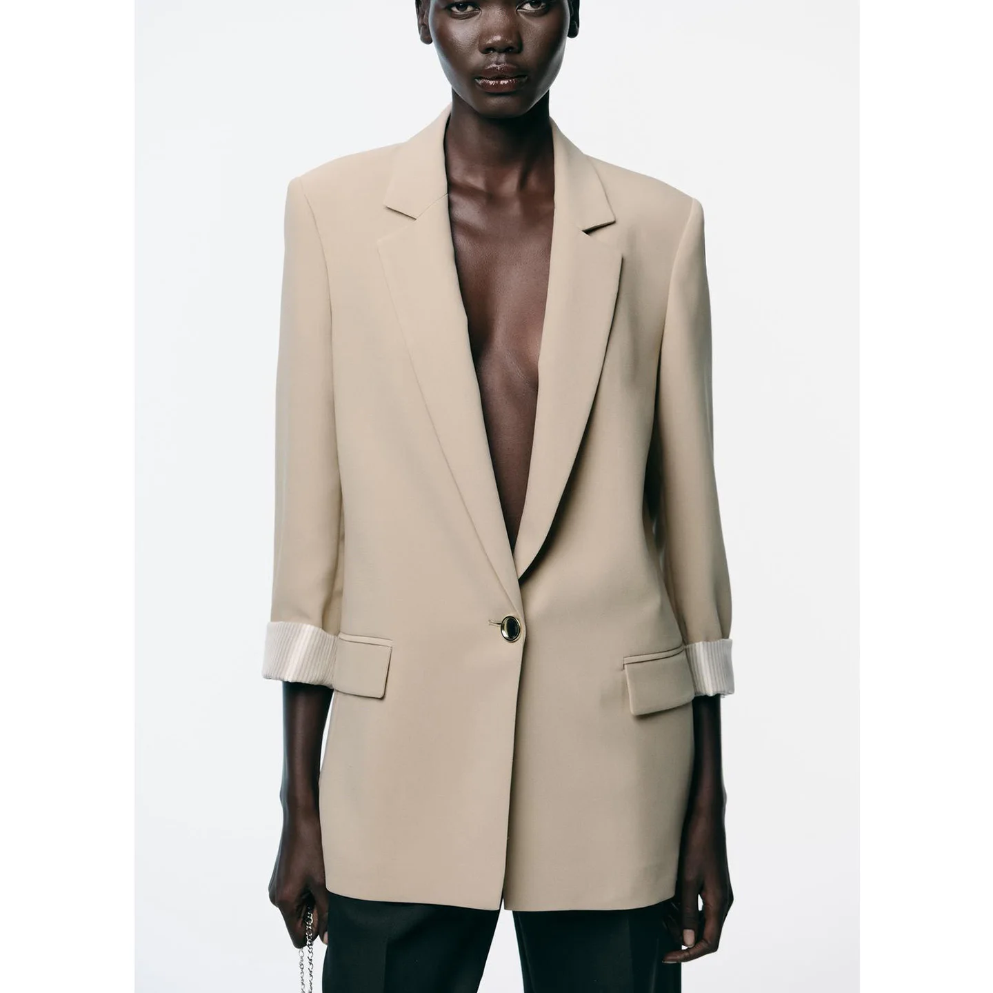 秋の新作レディースアメリカンスタイル長袖プリントカフスーツジャケット、肩パッド付きフリップカバーカラーカジュアルルーズフィット