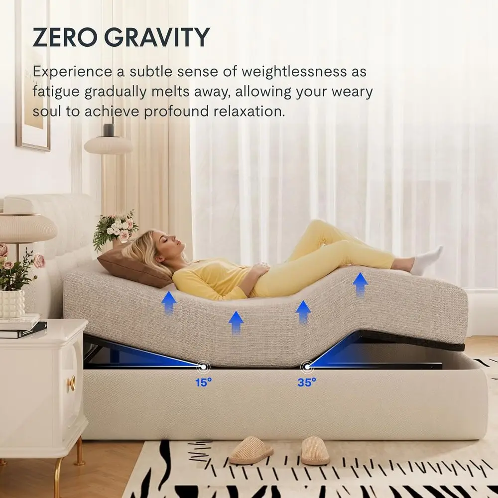 Sommier réglable Queen Size Flexispot avec massage, gravité zéro, positions mémoire, assemblage facile, moteur silencieux, Le réglable