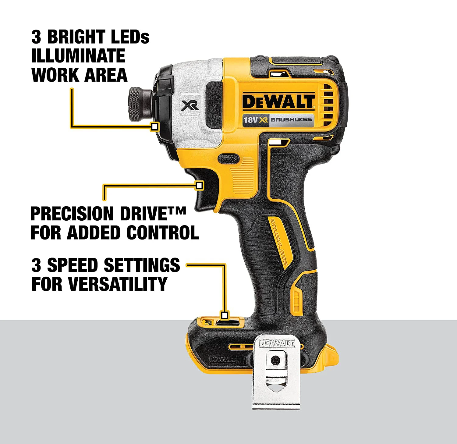 Imagem -03 - Dewalt-chave de Fenda Elétrica sem Fio Impact Driver Broca sem Escova Ferramenta Elétrica 18v Dcf887n 205nm