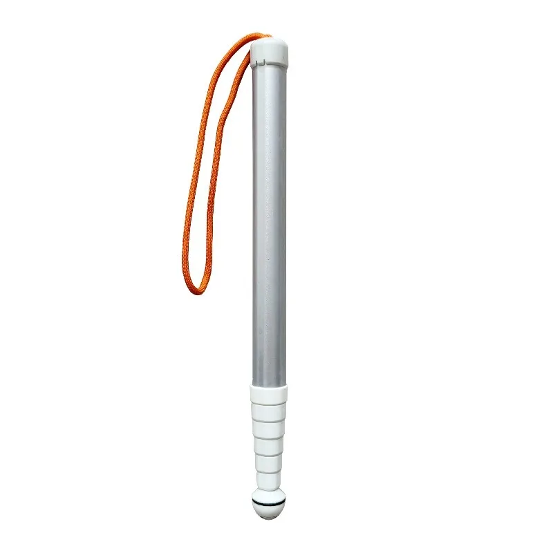 

White Titanium Alloy Fixed Head Telescopic Cane 1.18-1.5M Walking Aid with Metal Stick Tip Blind Cane
