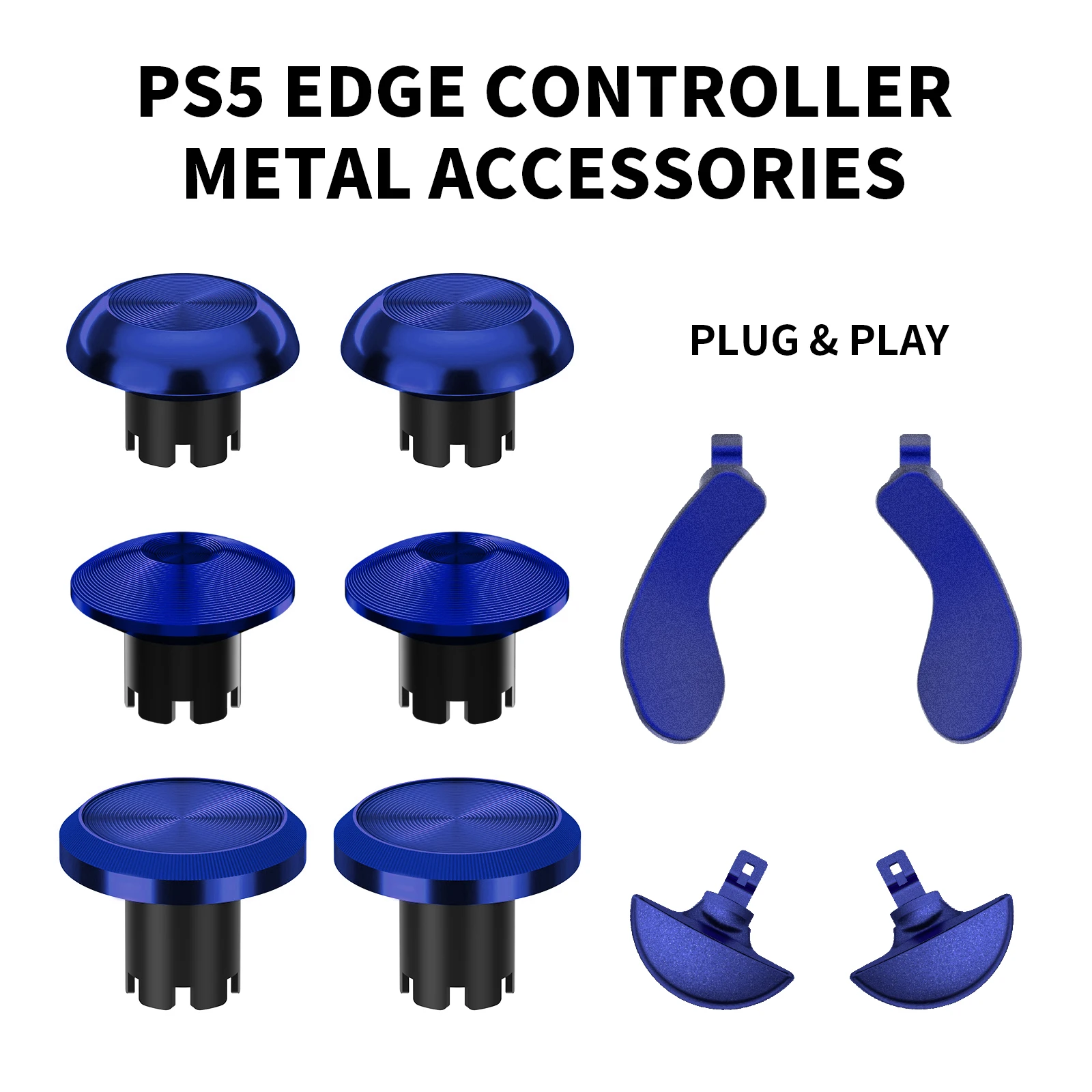 Metal Controller Thumb Sticks 10-in-1, 6 Swap Joysticks 4 Metal Rear Paddle Trigger Button Replacements, For PS5 Edge