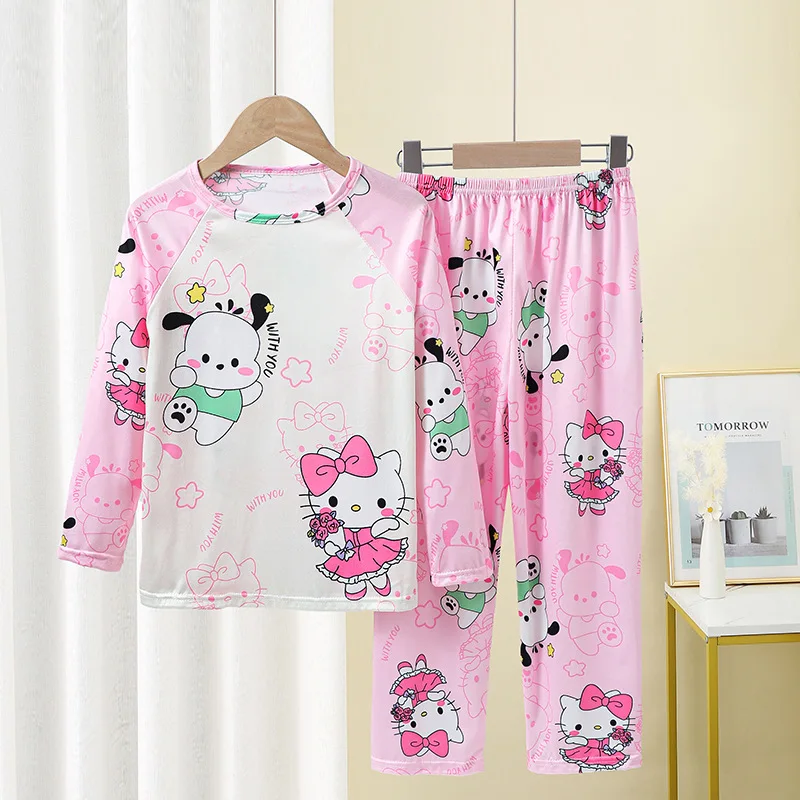 Miniso Kış Sonbahar çocuk Pijama Takımı 2024 Sevimli Anime Karikatür Çocuk Pijama Erkek Kız Pijama Uzun Kollu Pantolon Loungewear