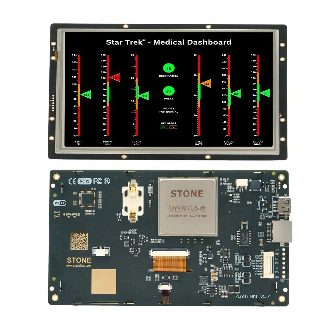 7 Inch HMI LCD Display RS232 TTL USB with Controller Board + GUI Program +Resistive Touchscreen for Industry