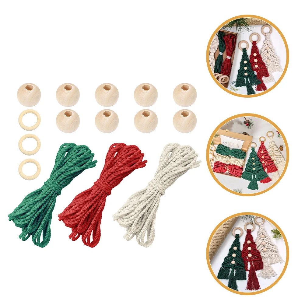 

1Set Macrame Tapestry Craft Kit Bohemian DIY Wall Hanging Set with Wooden Rings for Christmas Tree Ornament Home Adornment