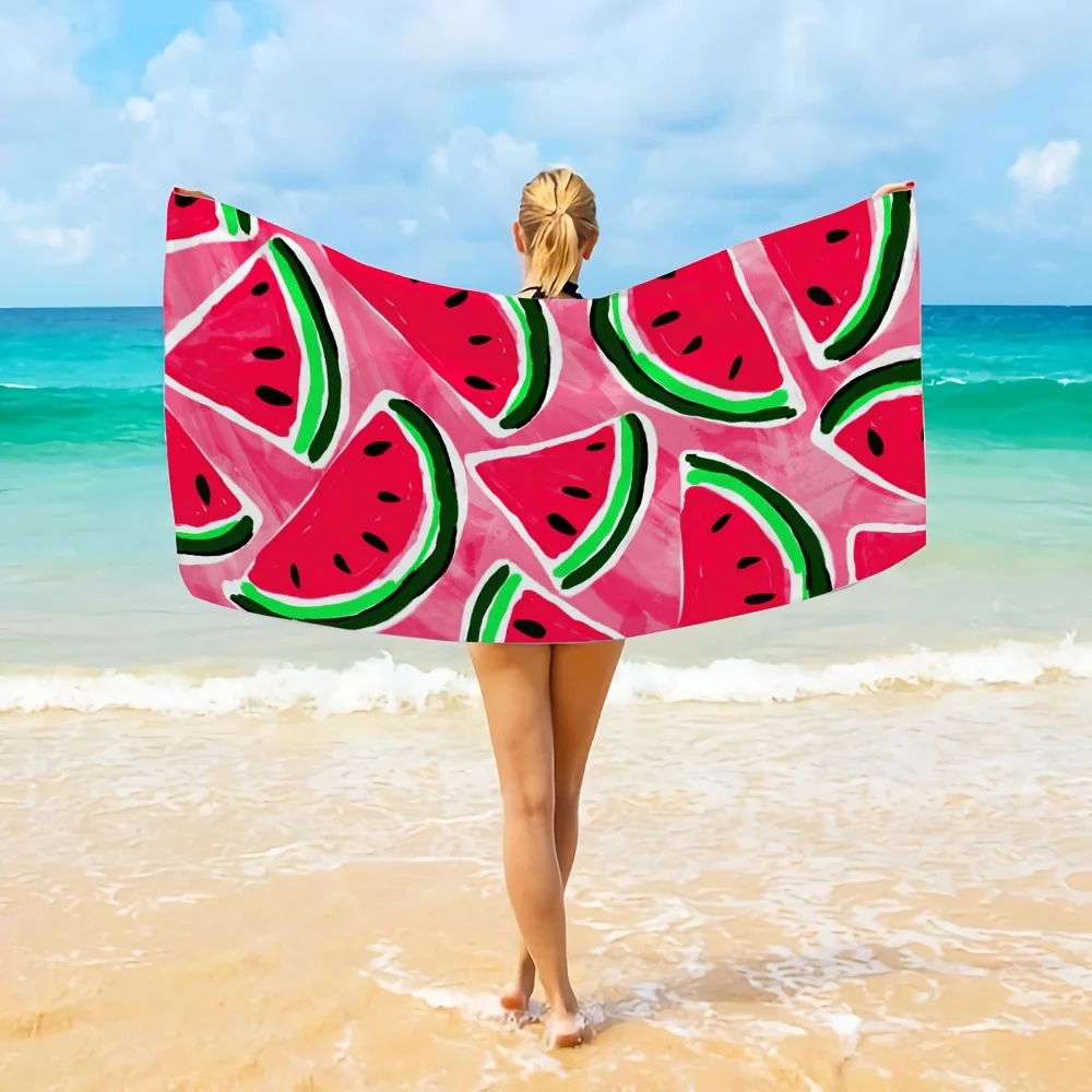 Vibrant Watermelon Pattern Beach Towel Lightweight Quick-Dry Sandproof Microfiber Perfect for Travel Beach Poolside