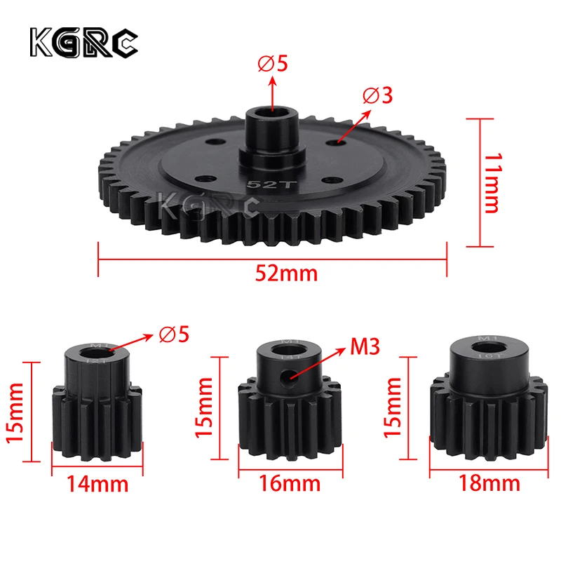 M1 52T Steel Spur Gear 12T 14T 16T Pinion Gear Center Diff Gear for ARRMA 1/8 KRATON OUTCAST TALION 1/7 MOJAVE FIRETEAM