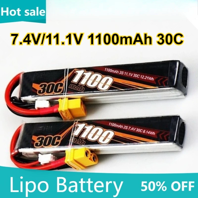 

New Rechargeable LiPo Battery 7.4V/11.1V 1100mAh 30C for RC Drones Helicopter Car Boat with XT30 Plug