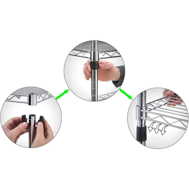 4 Tier Chrome Wire Shelving Kit | NSF Commercial Storage Rack Unit Made for Commercial, Retail and Industrial Dry Storage