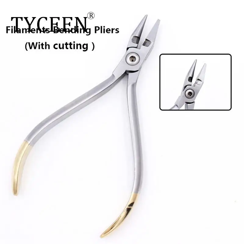 

Dental Filament Bending Pliers Orthodontic Pliers Stainless Steel Gold Plated Handle Forceps Wire Bending Pliers with Cutting