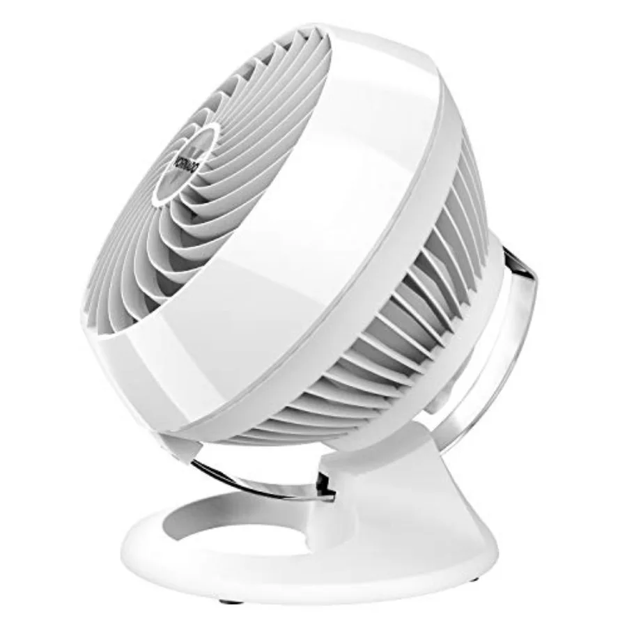 

Small Desk Fan for Bedroom Office Home: White Chrome Glide Bar, 3-Speed Adjustable Tilt, Quiet Air Circulation up to 70 Feet
