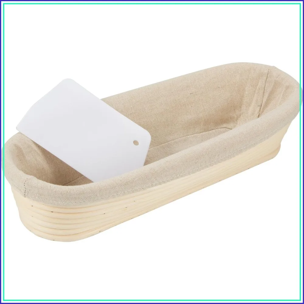 13" Oval Banneton Bread Proofing Basket with Liner, Dough Rising Bowl for Sourdough, Homemade Baking Supplies