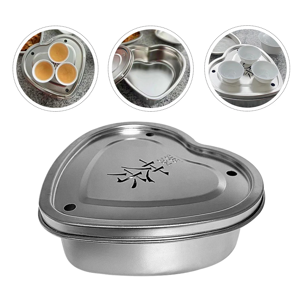 

Stainless Steel Tea Set Portable Teaware Cup Tray Storage Heart Shaped Teacup Plate Bowl Kitchen Bar Supplies Home Office Use