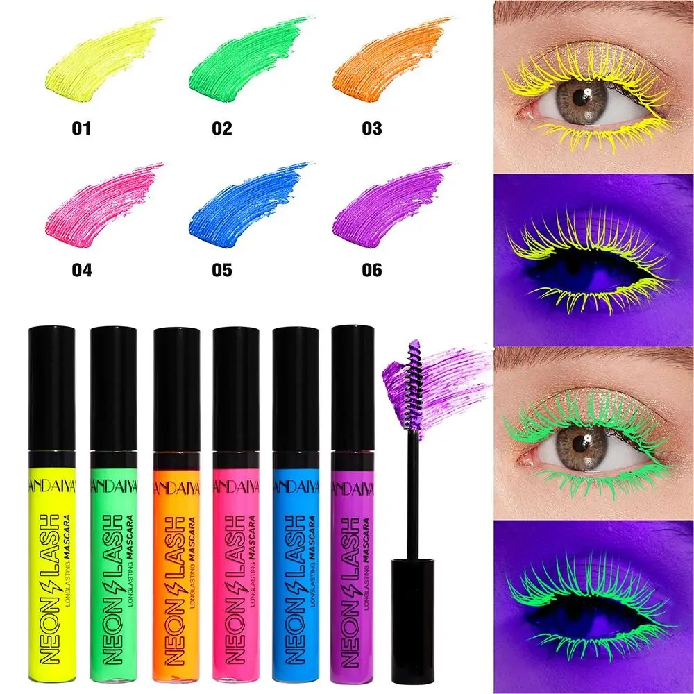 6 Colors UV Light Colored Mascara Ultra-fine Eyelash Extension Fluorescence Mascara Waterproof Long Lasting